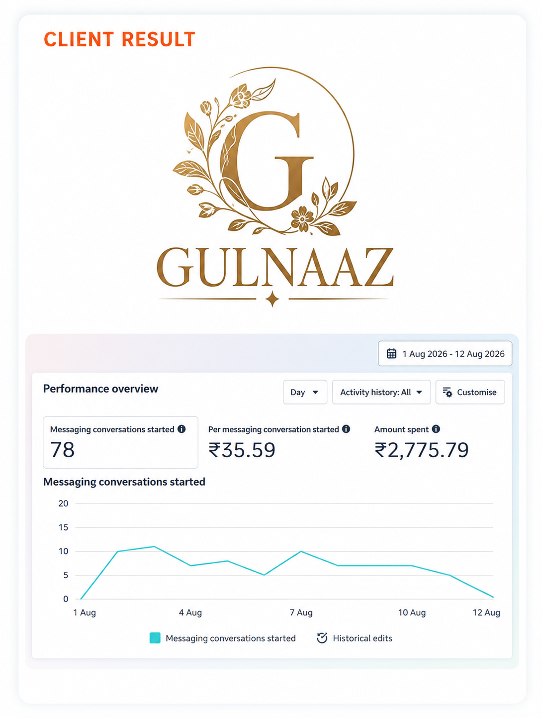 Gulnaaz Meta Ads campaign performance